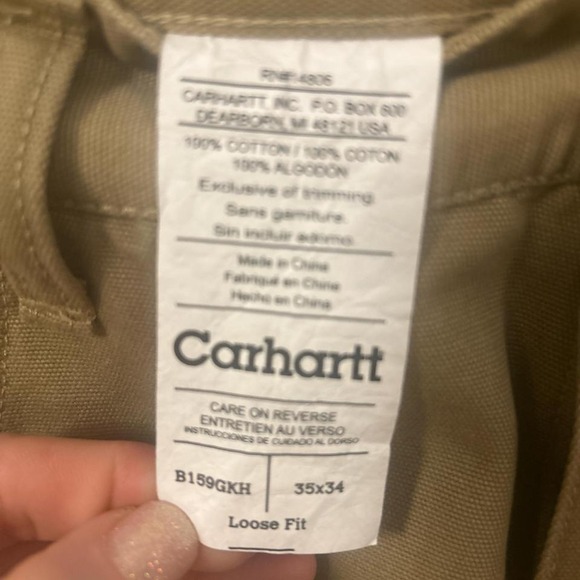 Carhartt men's tan loose fit carpenter Jean Size 35 x 34 - Picture 5 of 5